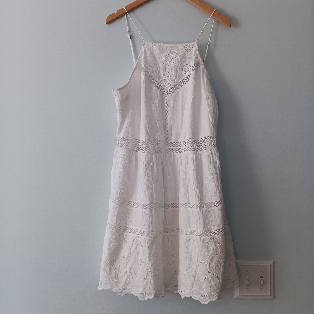 Women's Abercrombie & Fitch White Eyelet Midi Sundress Size L